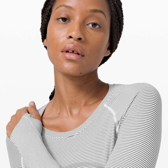 Lululemon Swiftly Tech Long Sleeve in Tempo Stripe Black/White, 8 - Picture 3 of 5